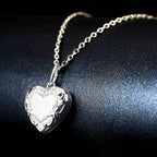 Embossed Heart Photo Locket Necklace with Engraving - Personalized Mother's Day Gift