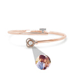 Personalized Photo Projection Bracelet - Adjustable Heart Charm