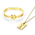 Custom Engraved Lock Bracelet & Key Necklace Set - Couple Gift