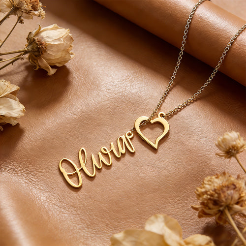 Custom Heart Name Lariat Necklace - Personalized Mother's Day Jewelry Gift