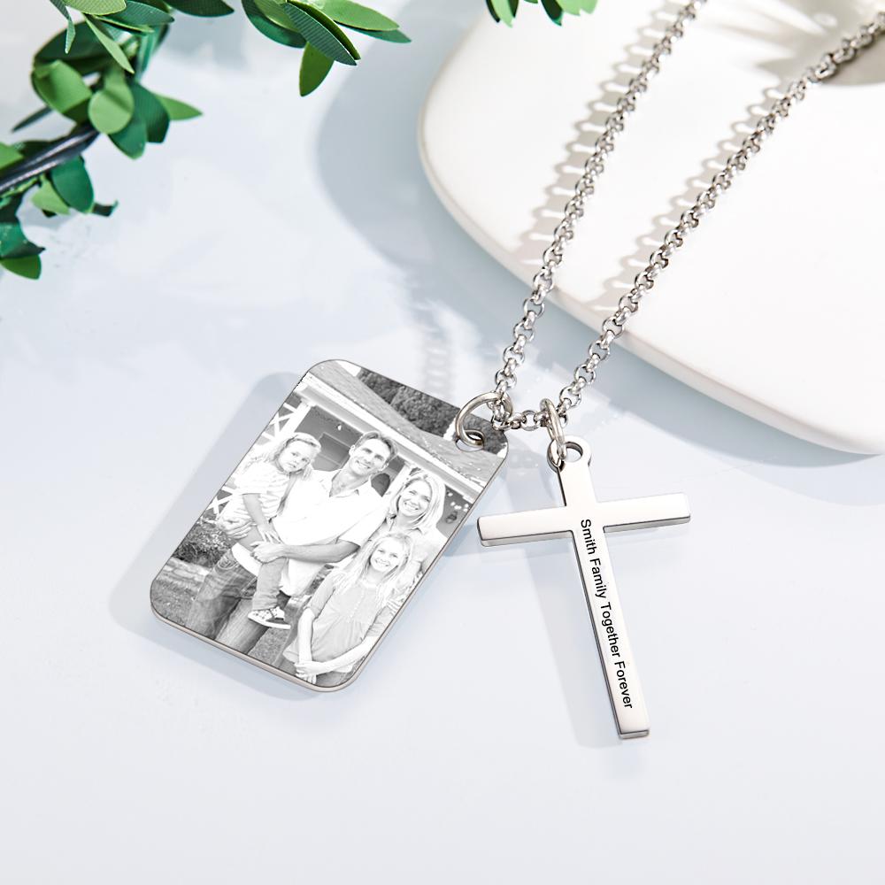 Personalized Photo Calendar Cross Necklace