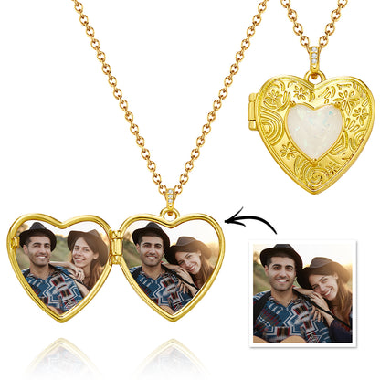 Custom Photo Heart Locket Necklace - Personalized Mother's Day Jewelry Gift