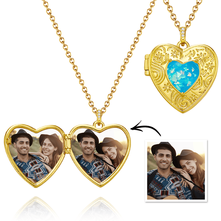 Custom Photo Heart Locket Necklace