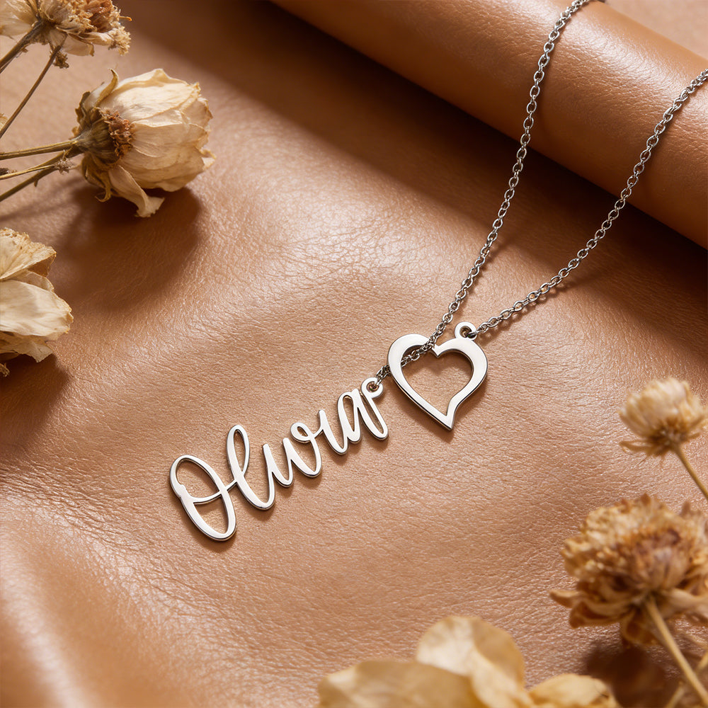 Custom Heart Name Lariat Necklace - Personalized Mother's Day Jewelry Gift