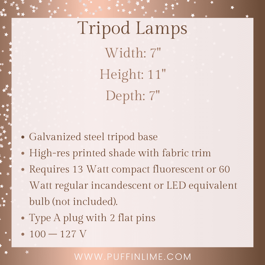 Christmas Tree Farm Tripod Lamp with High-Res Printed Shade