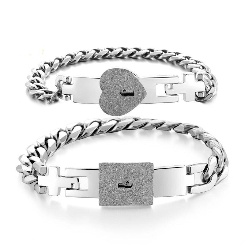 Matching Lock & Key Couple Bracelets Set