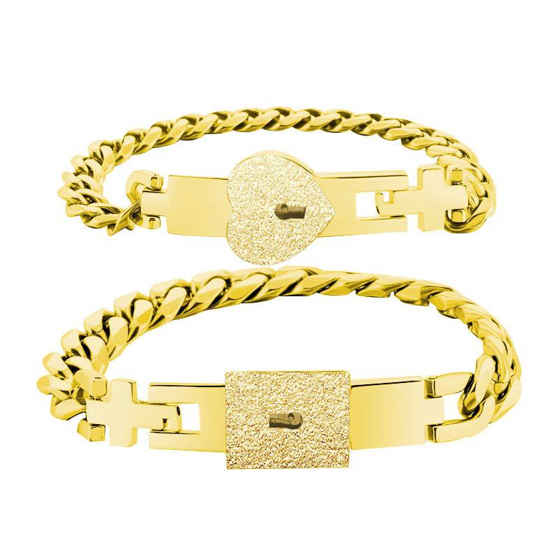 Matching Lock & Key Couple Bracelets Set