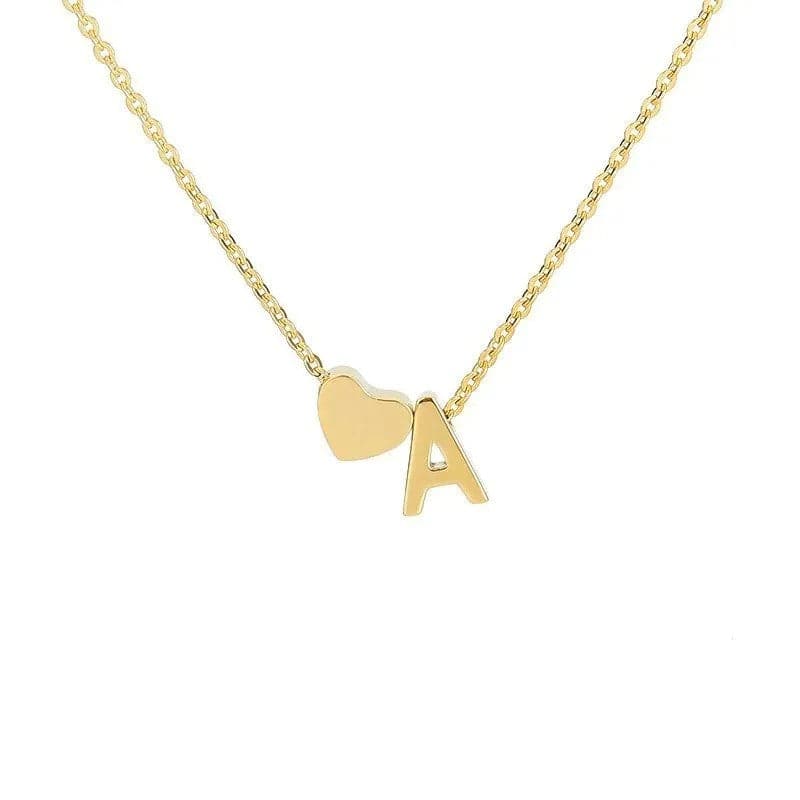 MadeMine Tiny Heart Initial Necklace, personalized jewelry with a tiny heart charm, perfect Mother's Day gift for mom and grandma.