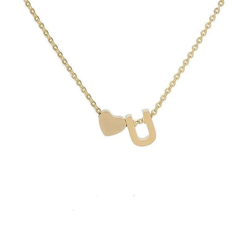 MadeMine Tiny Heart Initial Necklace, personalized jewelry with heart charm, perfect Mother's Day gift for mom or grandma.