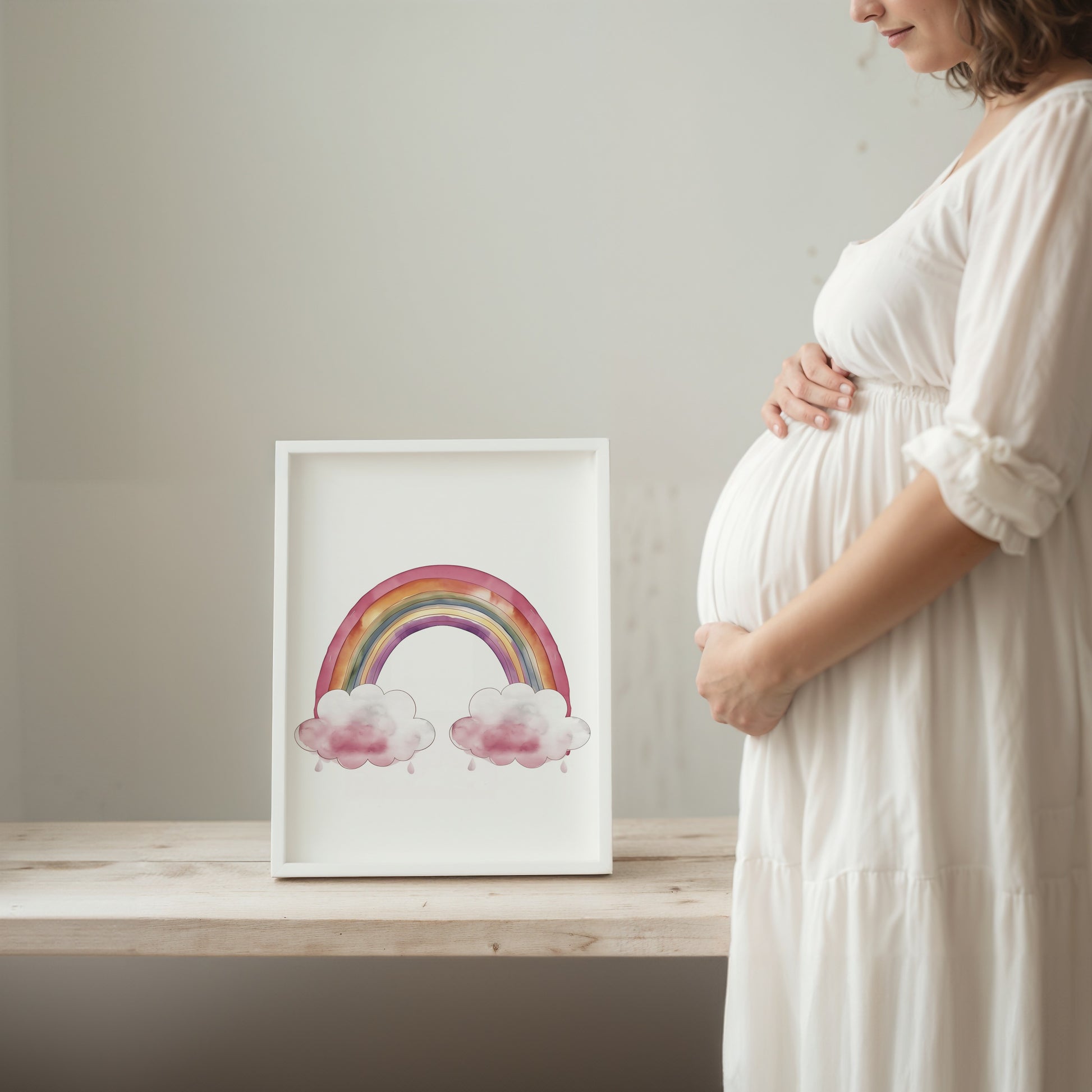 Colorful Rainbow with Clouds Art Print product