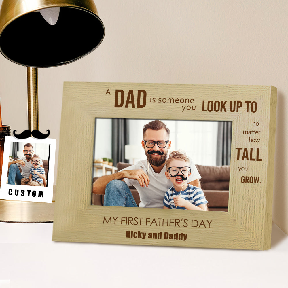 Personalized Wooden Photo Frame for Dad - Custom Father's Day Gift