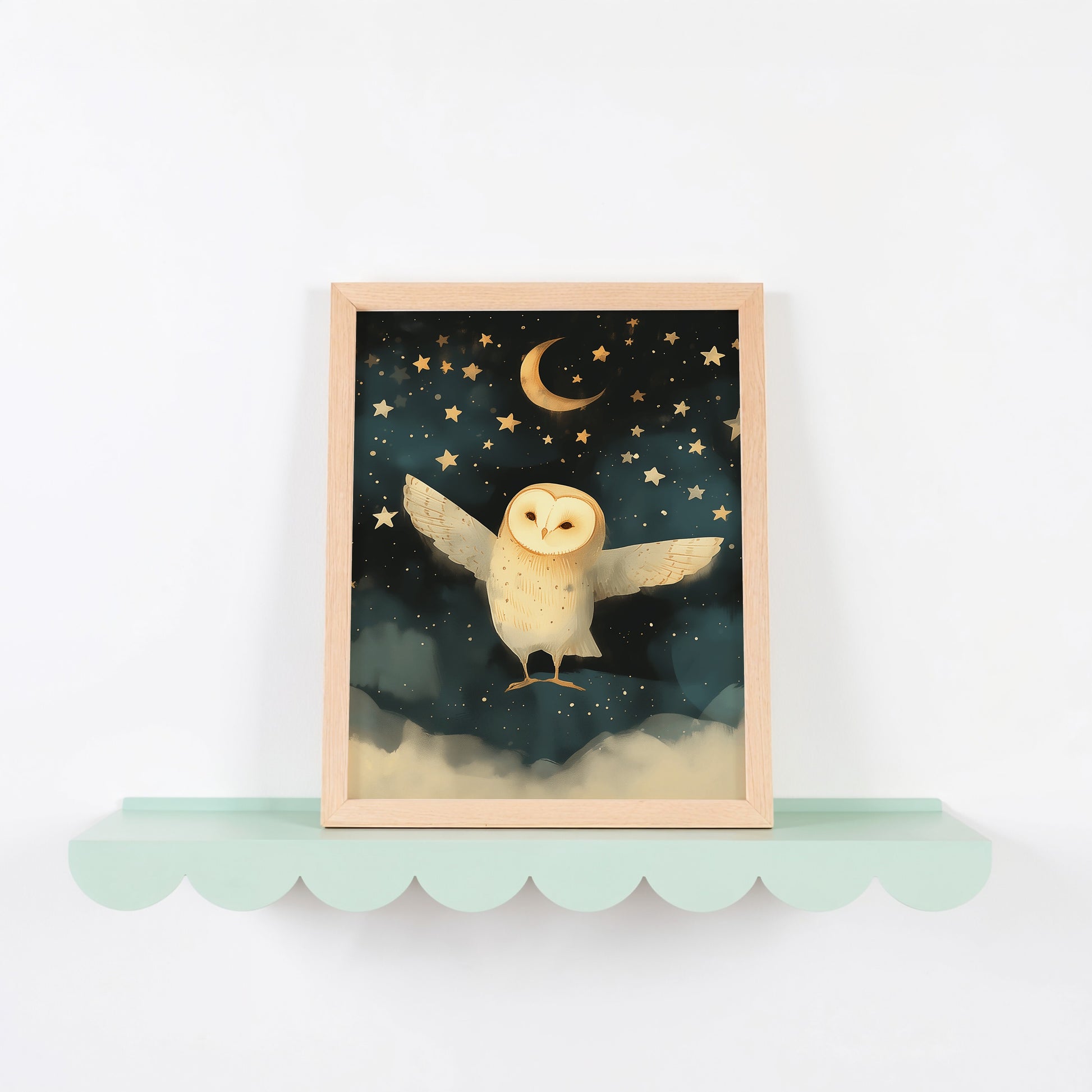 Enchanting Owl Under Moon and Stars Artwork product type