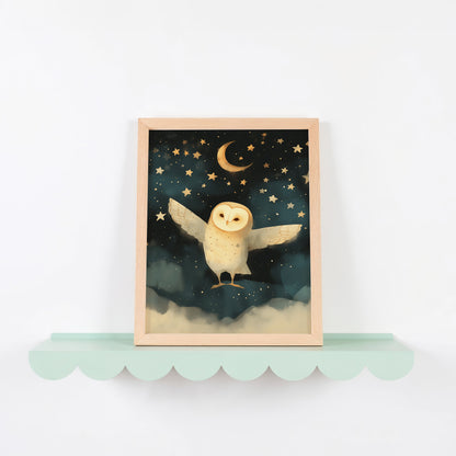 Enchanting Owl Under Moon and Stars Artwork product type