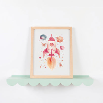 Colorful Rocket Wall Art Print Family Room Decor product type