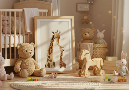Adorable Giraffe Family Nursery Art Print product type