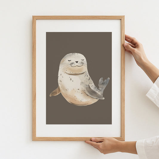 Adorable Minimalist Seal Art Print for Home Decor product