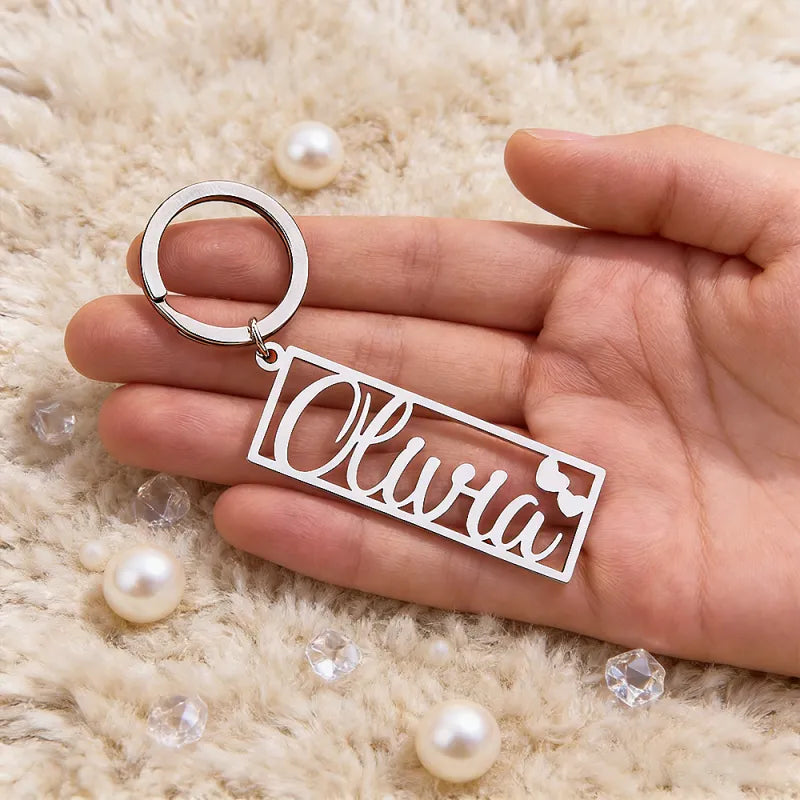 Personalized Engraved Name Keychain with Heart