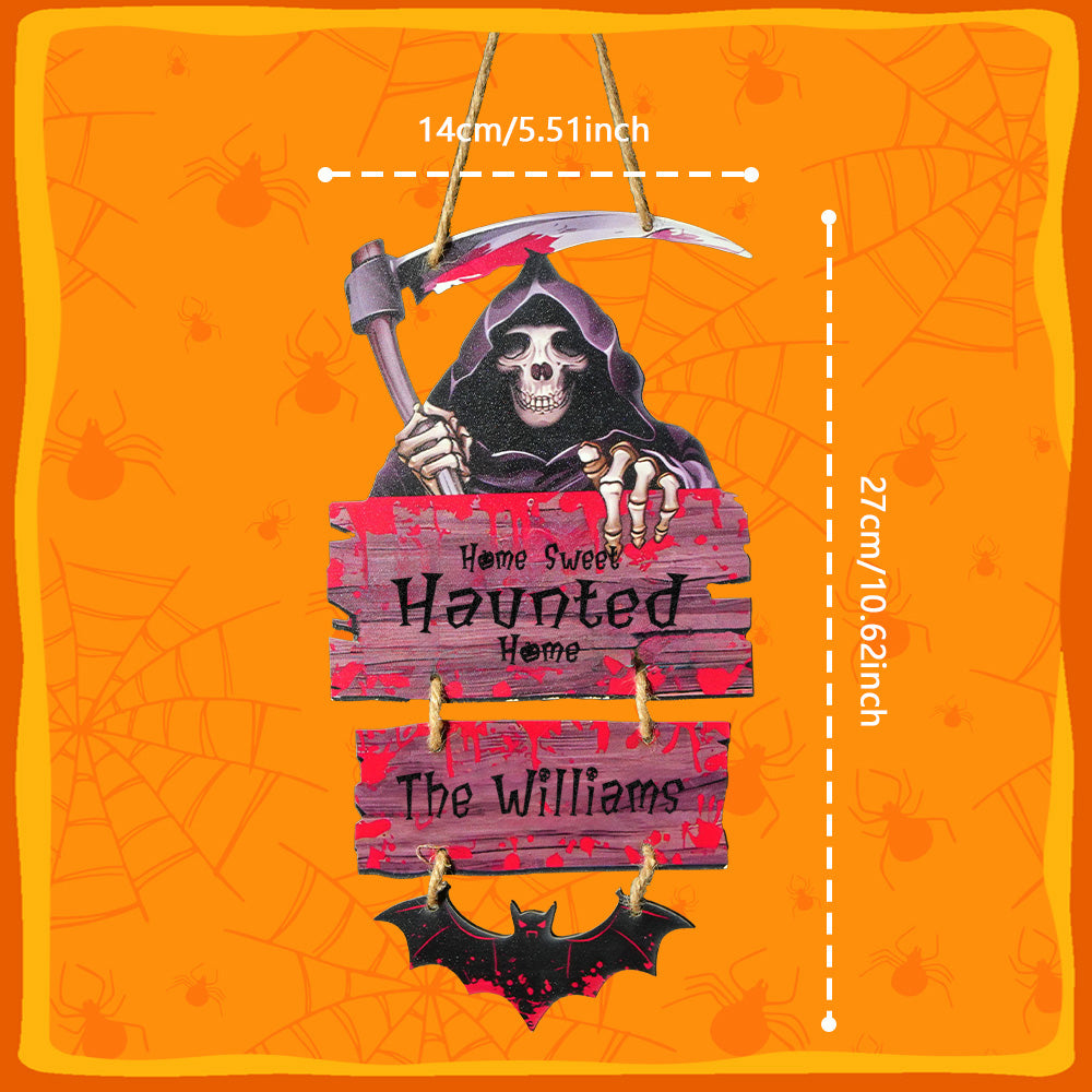 Personalized Death Scythe Halloween Door Sign