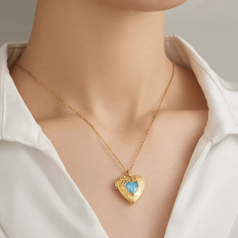 Custom Photo Heart Locket Necklace