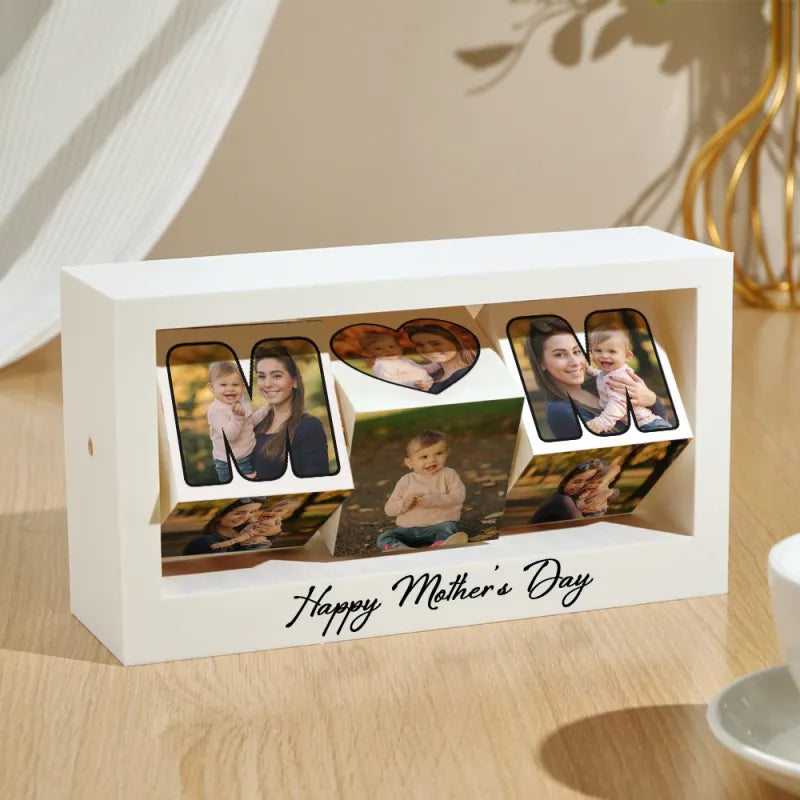 Custom Rotating Photo Cube Frame - 360° Display Stand