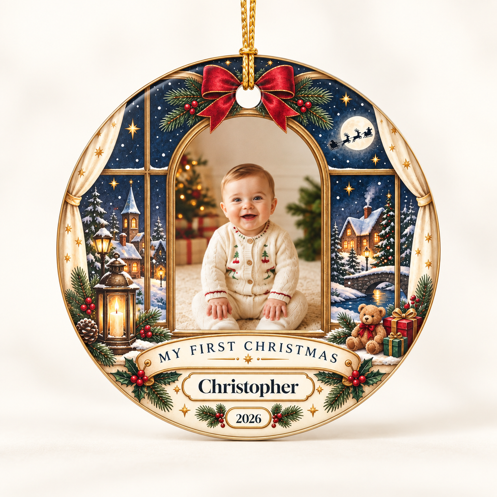 Custom Baby First Christmas Ornament with Name & Year