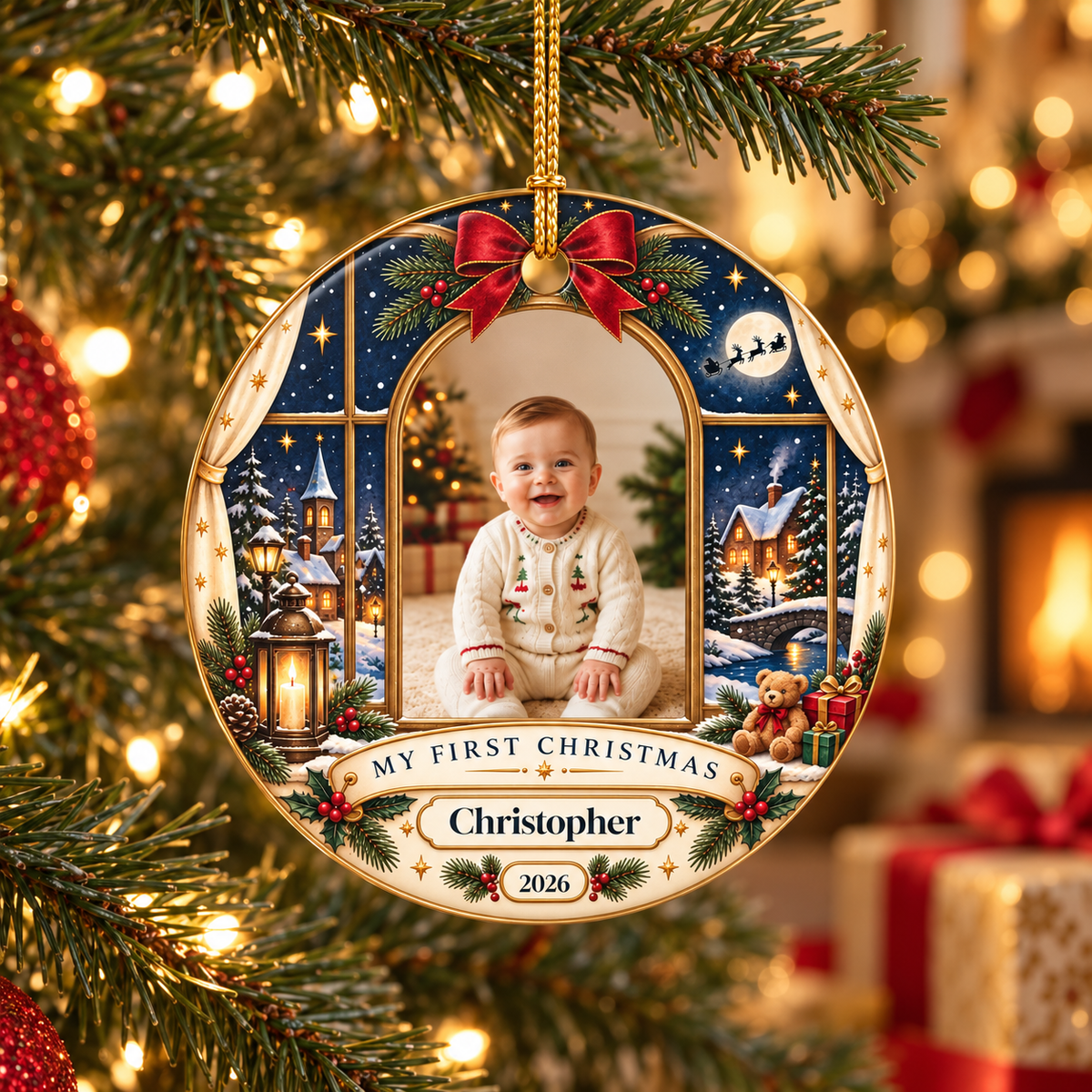 Custom Baby First Christmas Ornament with Name & Year