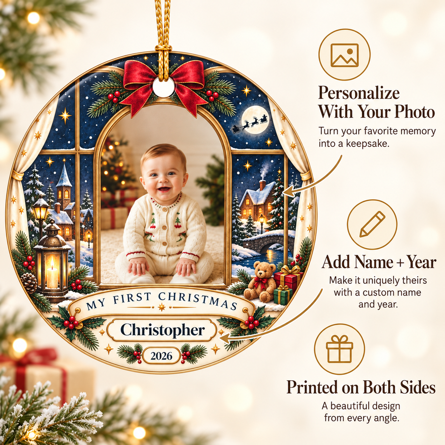 Custom Baby First Christmas Ornament with Name & Year