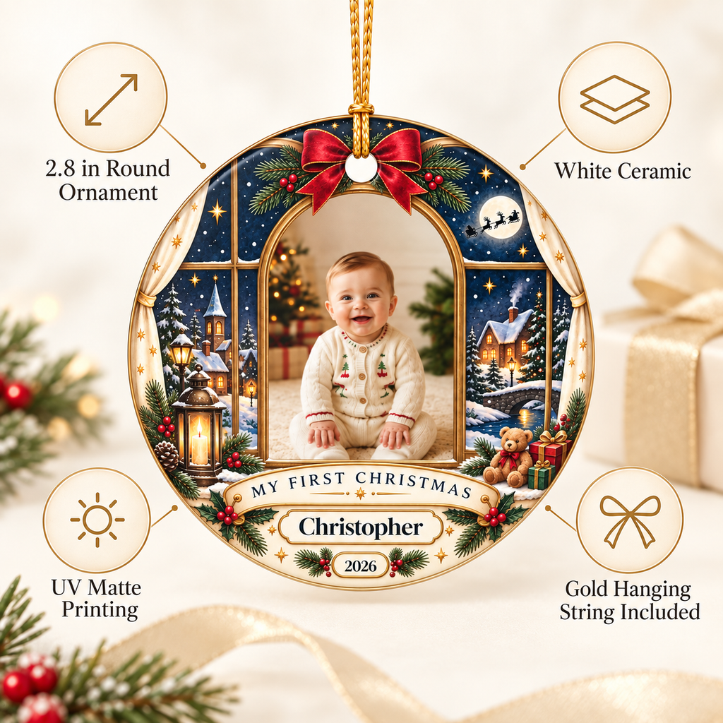 Custom Baby First Christmas Ornament with Name & Year