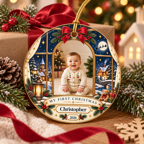 Custom Baby First Christmas Ornament with Name & Year