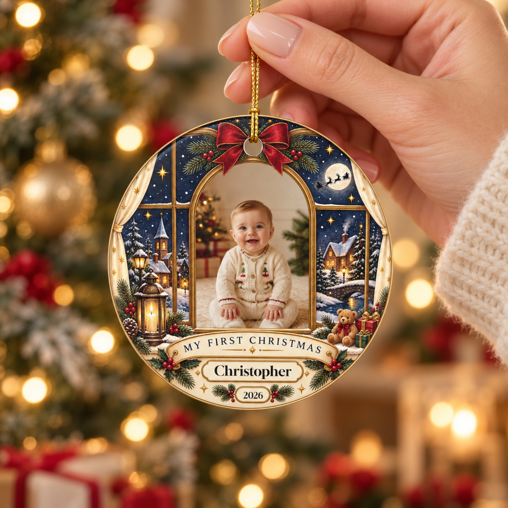 Custom Baby First Christmas Ornament with Name & Year