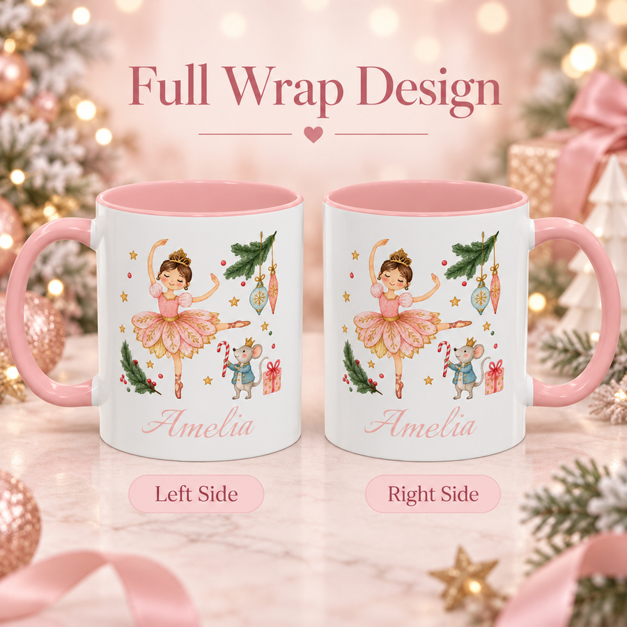 Personalized Ballet Nutcracker Mug | Custom Name Christmas Gift for Girls