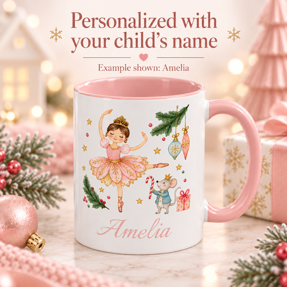 Personalized Ballet Nutcracker Mug | Custom Name Christmas Gift for Girls