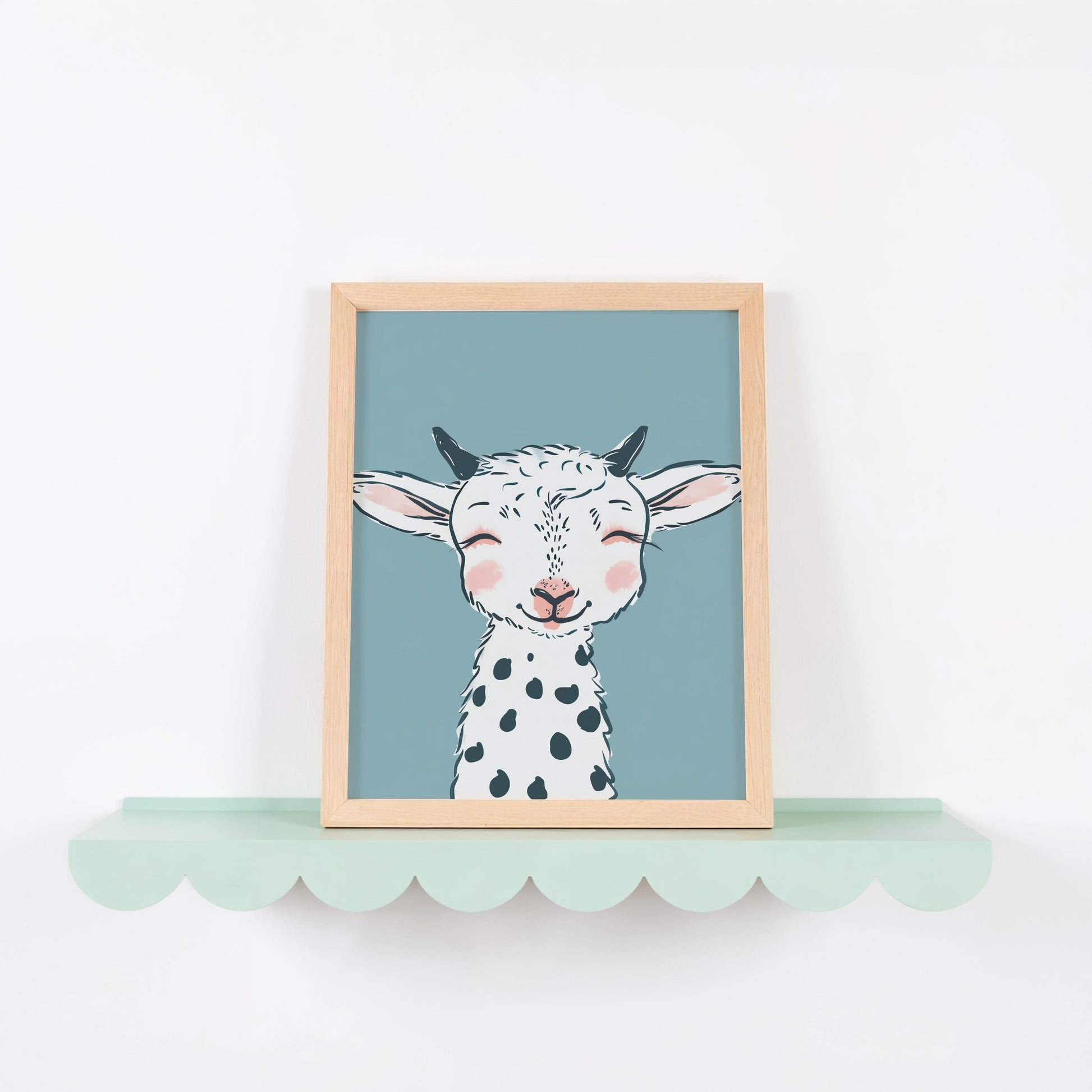 Cute Nursery Wall Art with Smiling Goat Print product type
