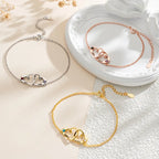 Personalized Double Heart Name Bracelet - Birthstone Engraved Gift