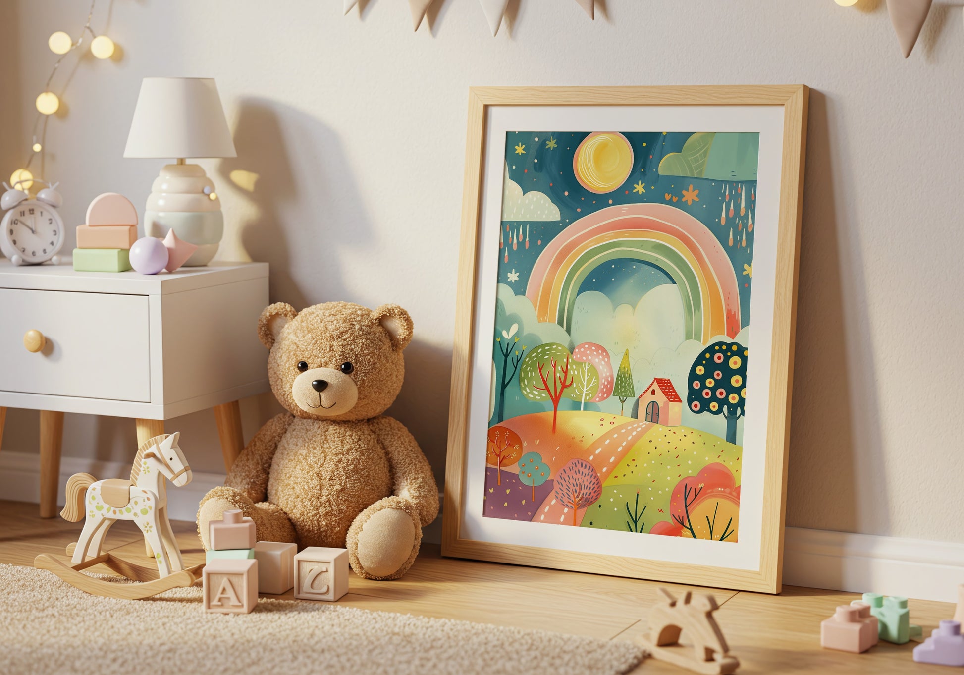 Whimsical Rainbow Landscape Nursery Wall Art product