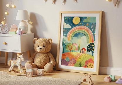 Whimsical Rainbow Landscape Nursery Wall Art product
