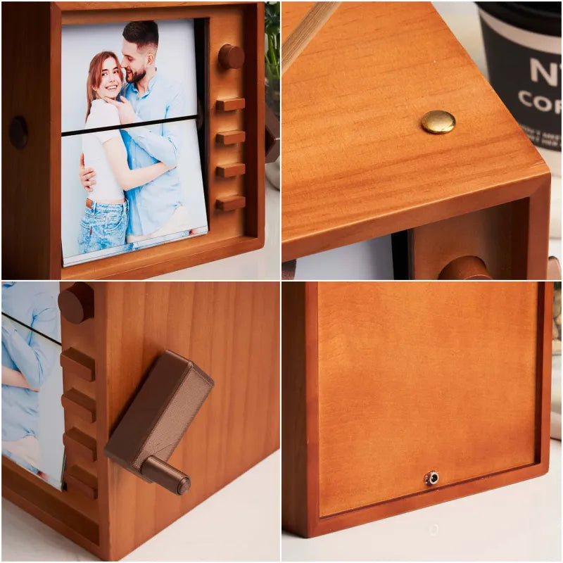 Lighted Hand-Crank Photo Flipbook Frame - Personalized Memory Display