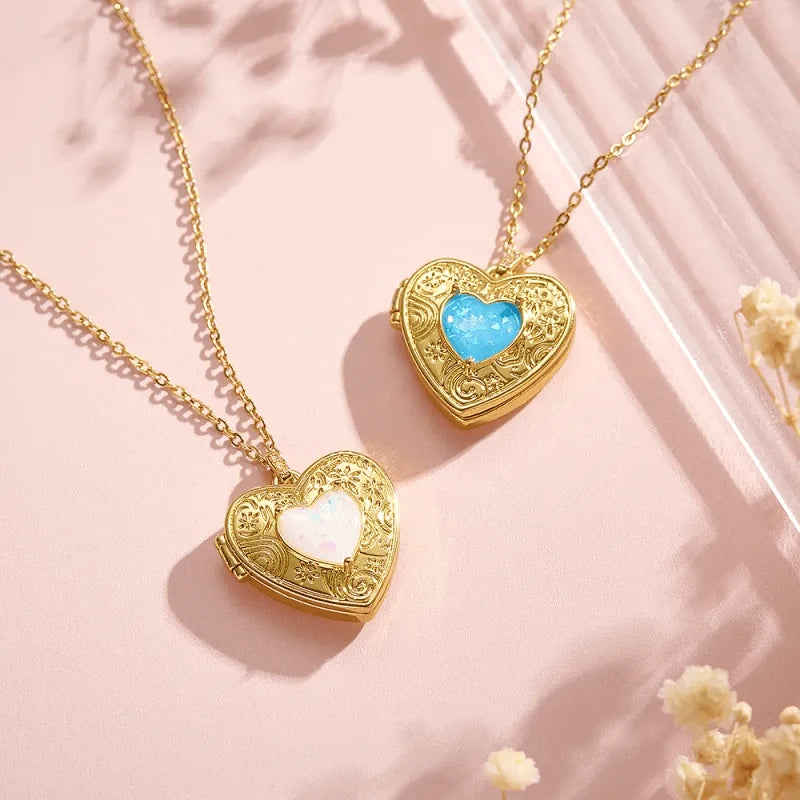 Custom Photo Heart Locket Necklace