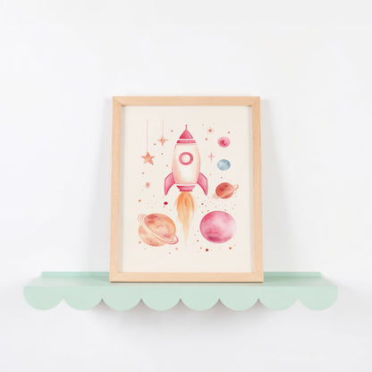Outer Space Rocket and Planets Themed Art Print product