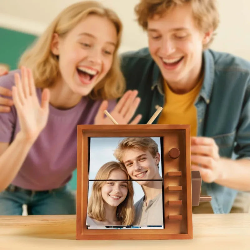 Lighted Hand-Crank Photo Flipbook Frame - Personalized Memory Display