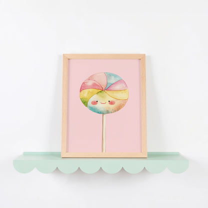 Pastel Whimsical Lollipop Character Wall Art product