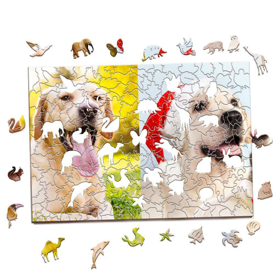 Personalized Photo Wood Jigsaw Puzzle with Animal-Shaped Pieces