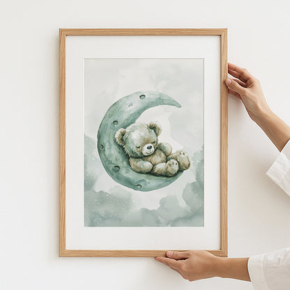 Teddy Bear on Moon Nursery Wall Art product type