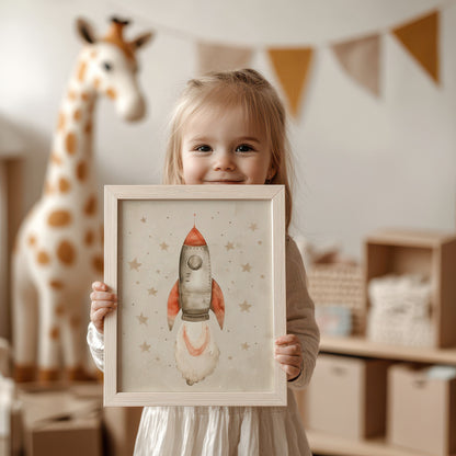 Adorable Rocketship Nursery Decor Illustration product