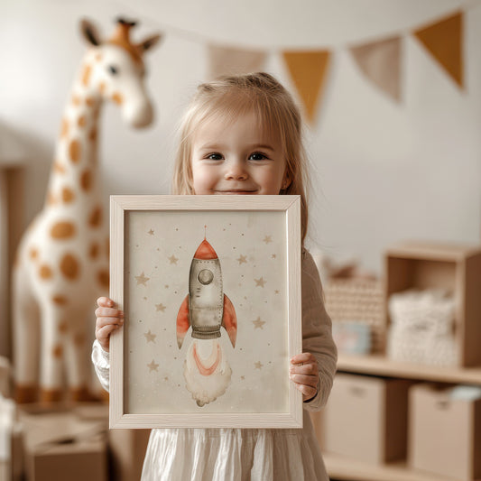 Adorable Rocketship Nursery Decor Illustration product