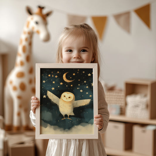 Adorable Owl Moon and Stars Kids Room Decor product