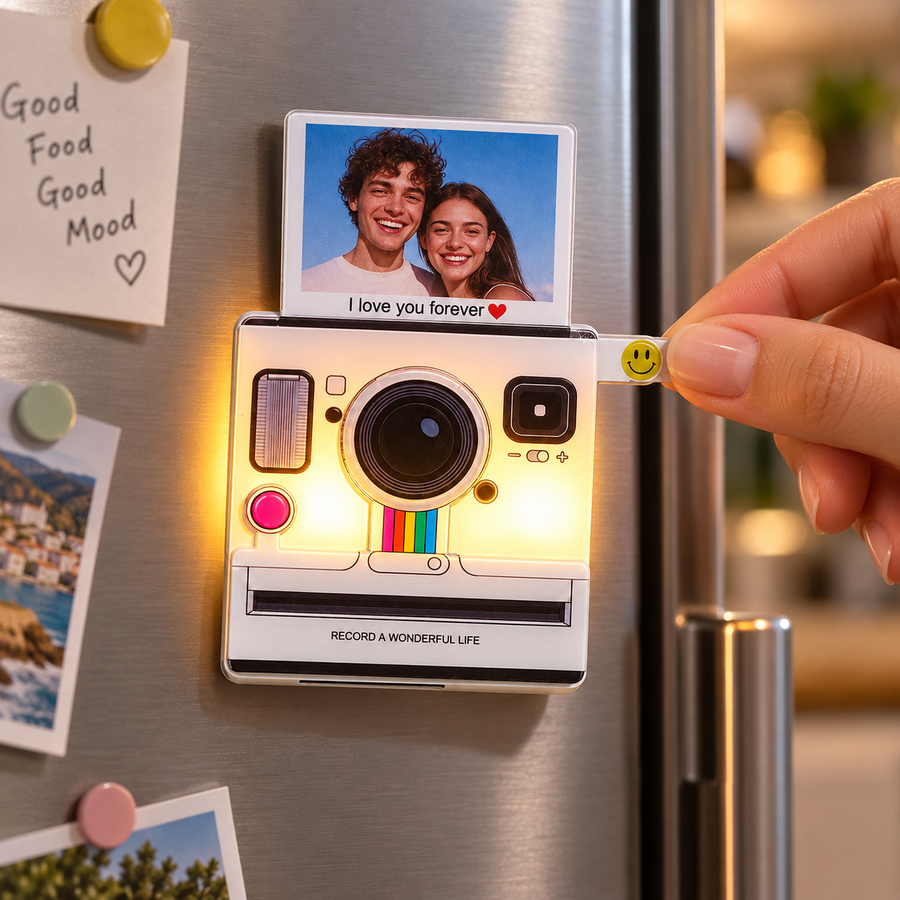 Custom Photo Music Fridge Magnet | Light-Up Instant-Style | 1–6 Songs