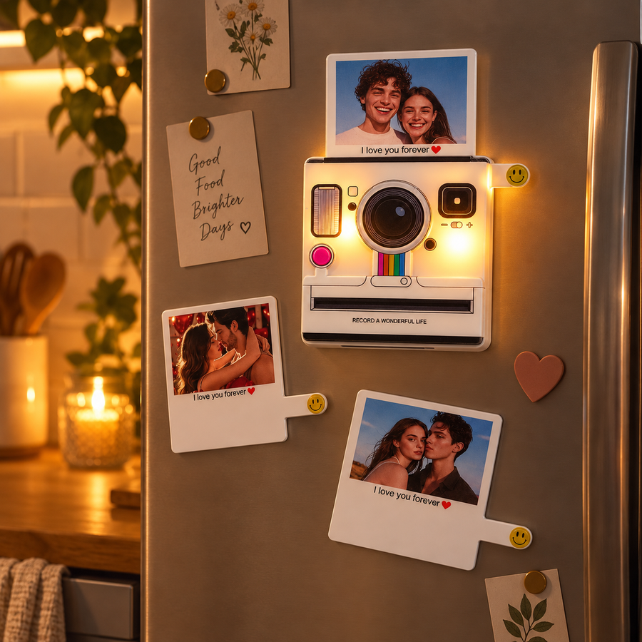 Custom Photo Music Fridge Magnet | Light-Up Instant-Style | 1–6 Songs