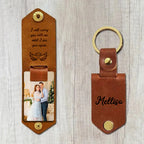 Custom Photo Leather Keychain - Personalized Engraved Metal Key Chain