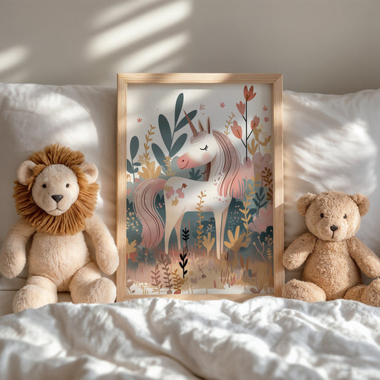Enchanting Unicorn and Forest Scene Art Print product
